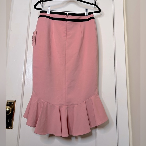 7th Avenue New York & Company Pink Flared Hi-Lo Trumpet Stretch Skirt Size 8 - Picture 3 of 10